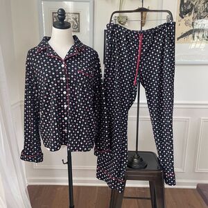 Lucky Brand Women’s 2pc Long Pajama Set Black Pink L